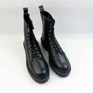 NEW Steve Madden Tornado Black Zip Combat Boot Shoe Vegan Leather Women 9.5 M